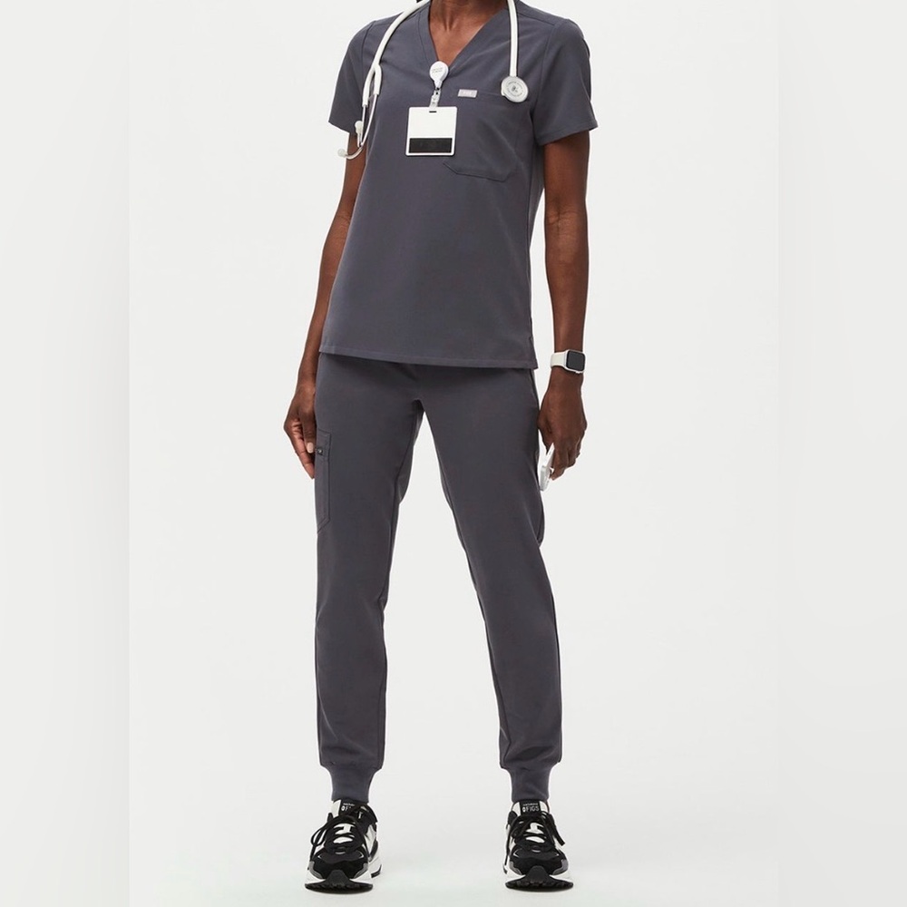 Figs Women's Gray Scrub Top and Joggers